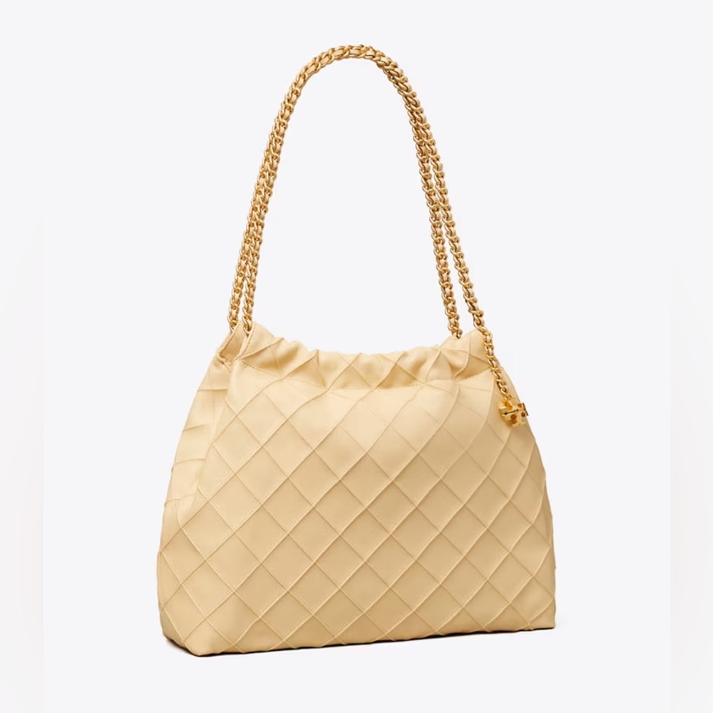 Tory Burch Flemming Hobo Shoulder Bag in Vanilla Soft Serve